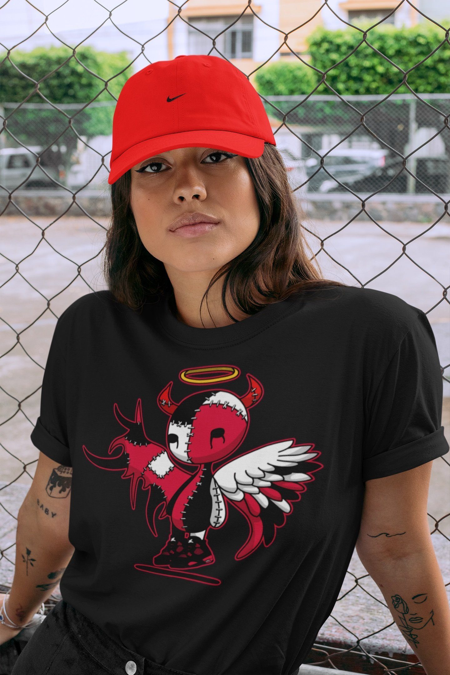 Devil Angel Unisex Tops - Air Jordan 4 Red Thunder