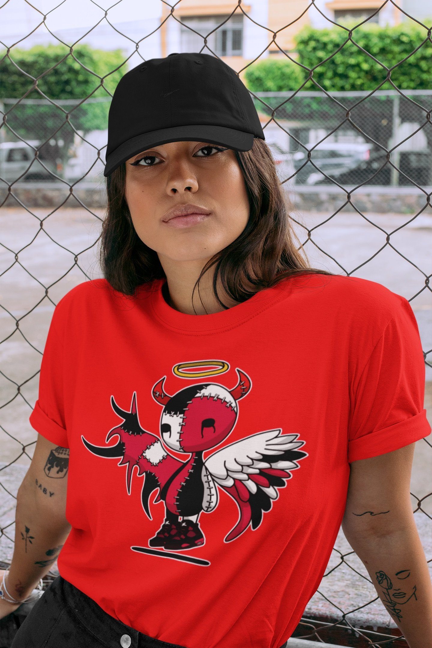 Devil Angel Unisex Tops - Air Jordan 4 Red Thunder