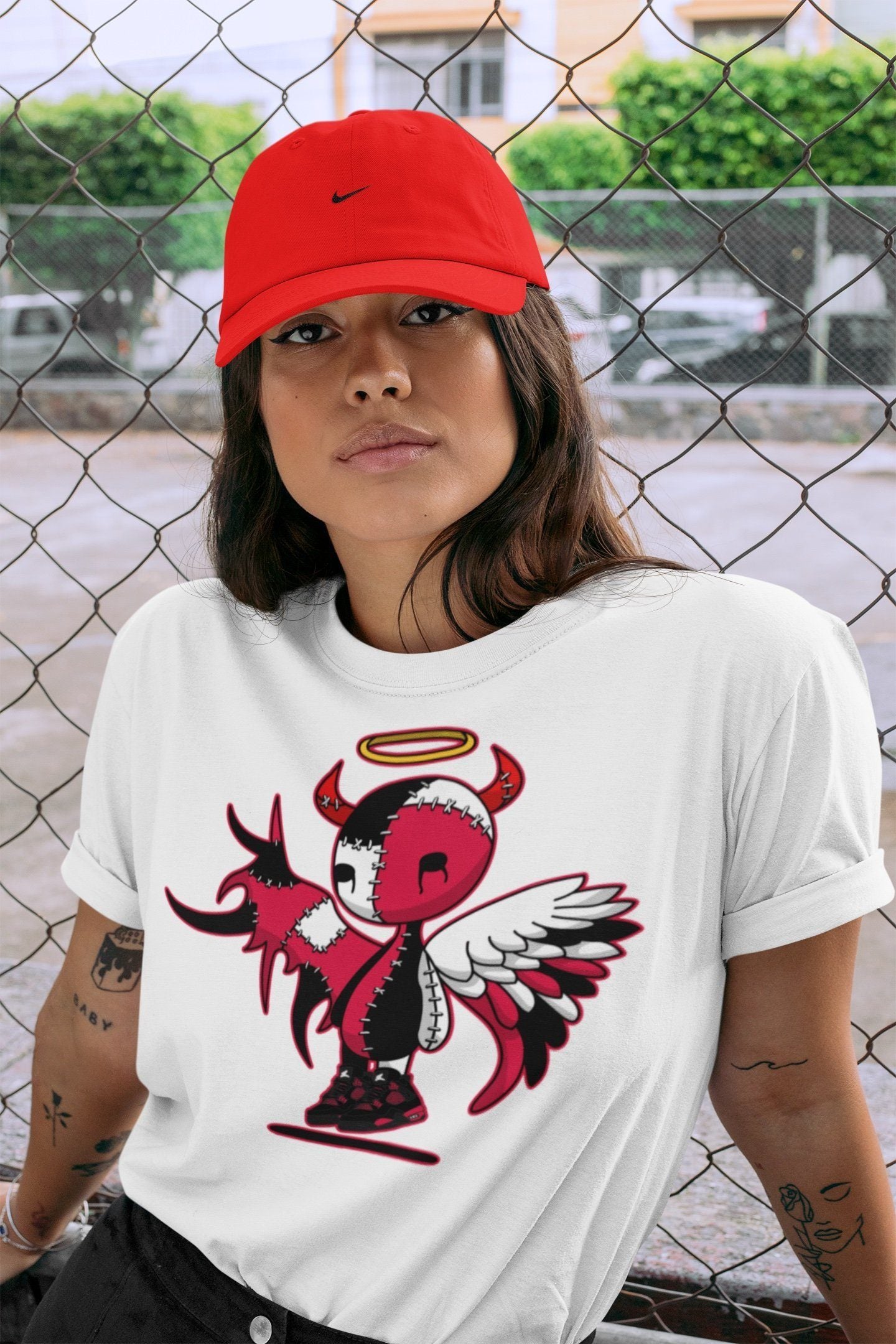 Devil Angel Unisex Tops - Air Jordan 4 Red Thunder