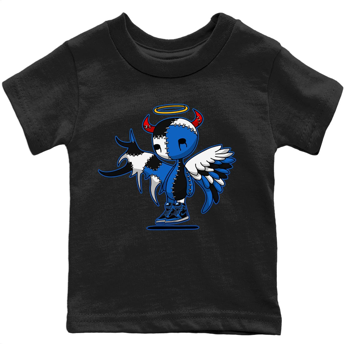 Devil Angel Kids Tops - Air Jordan 1 Dark Marina Blue
