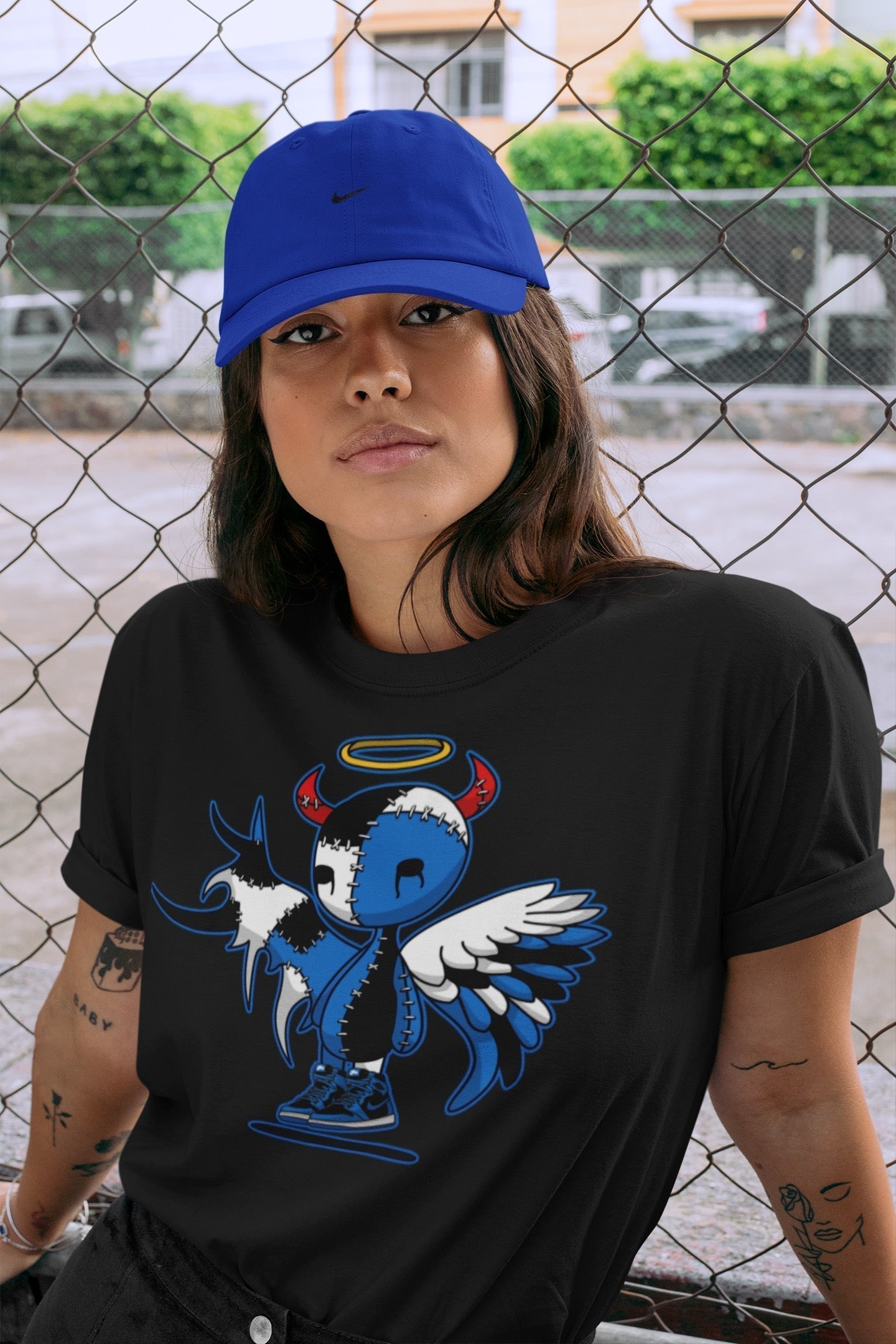 Devil Angel Unisex Tops - Air Jordan 1 Dark Marina Blue