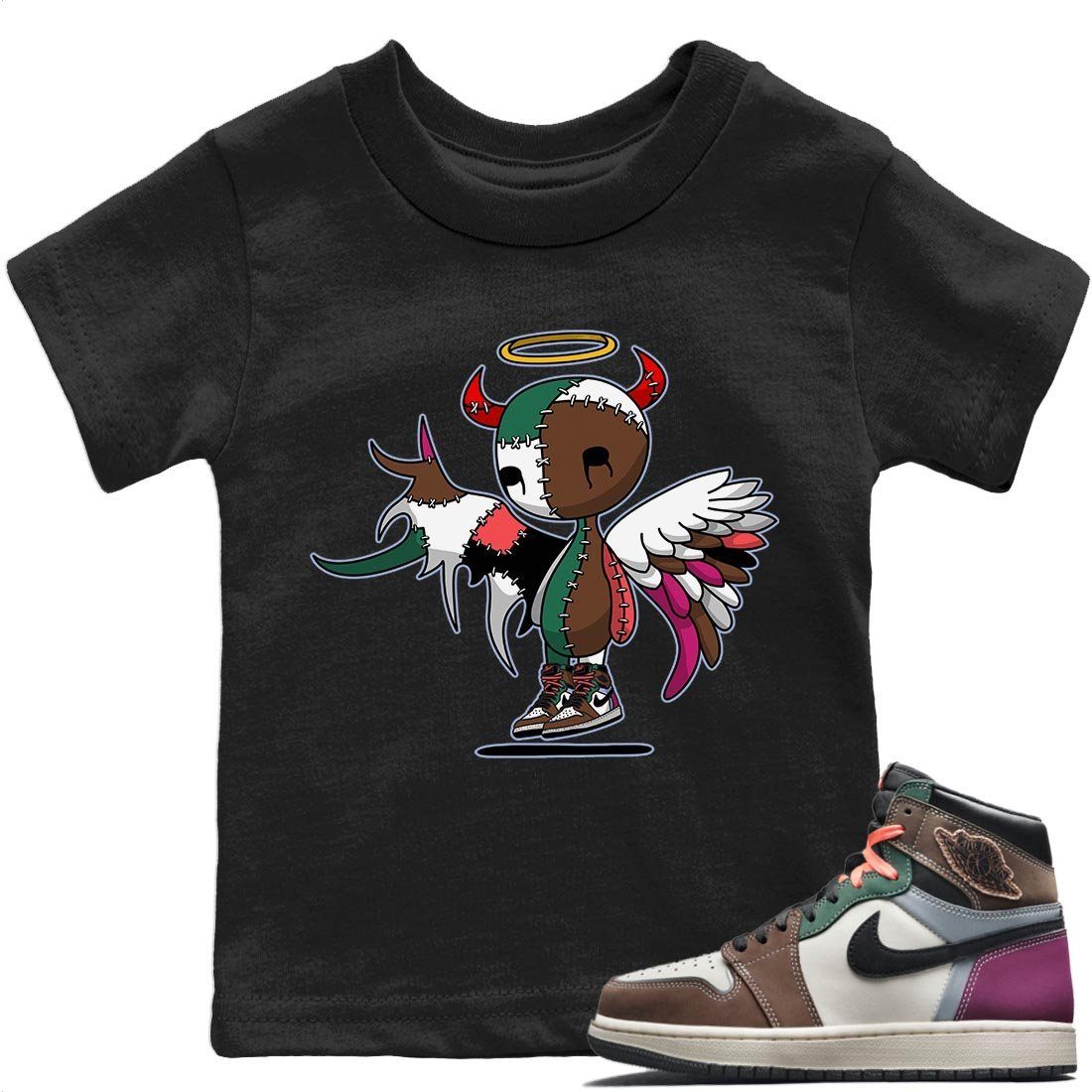 Devil Angel Kids Tops - Air Jordan 1 Hand Crafted