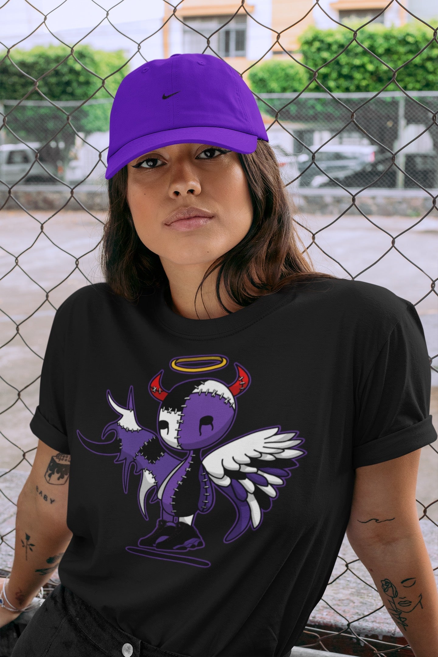 Devil Angel Unisex Tops - Air Jordan 13 Court Purple