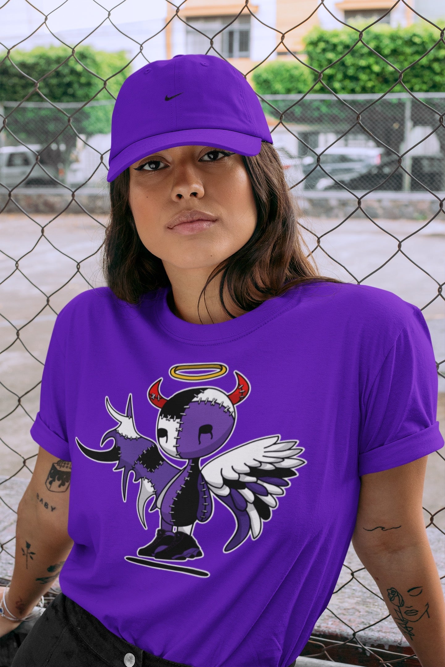 Devil Angel Unisex Tops - Air Jordan 13 Court Purple
