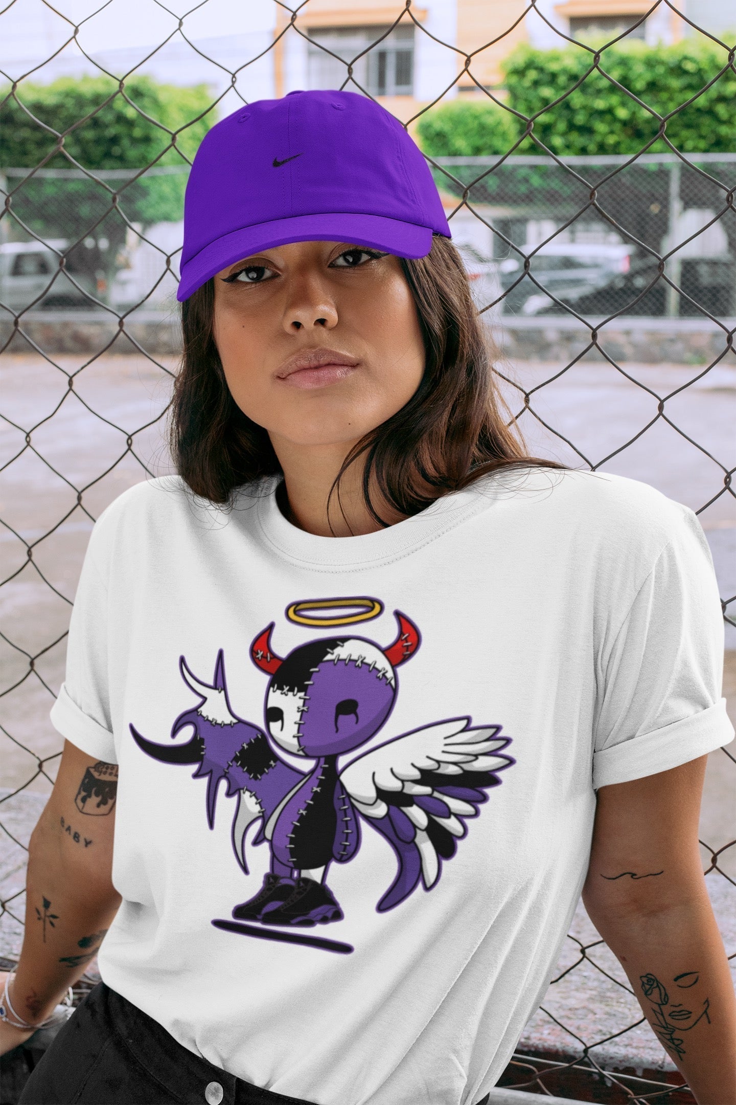 Devil Angel Unisex Tops - Air Jordan 13 Court Purple