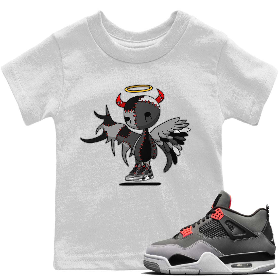 Devil Angel Kids Tops - Air Jordan 4 Infrared