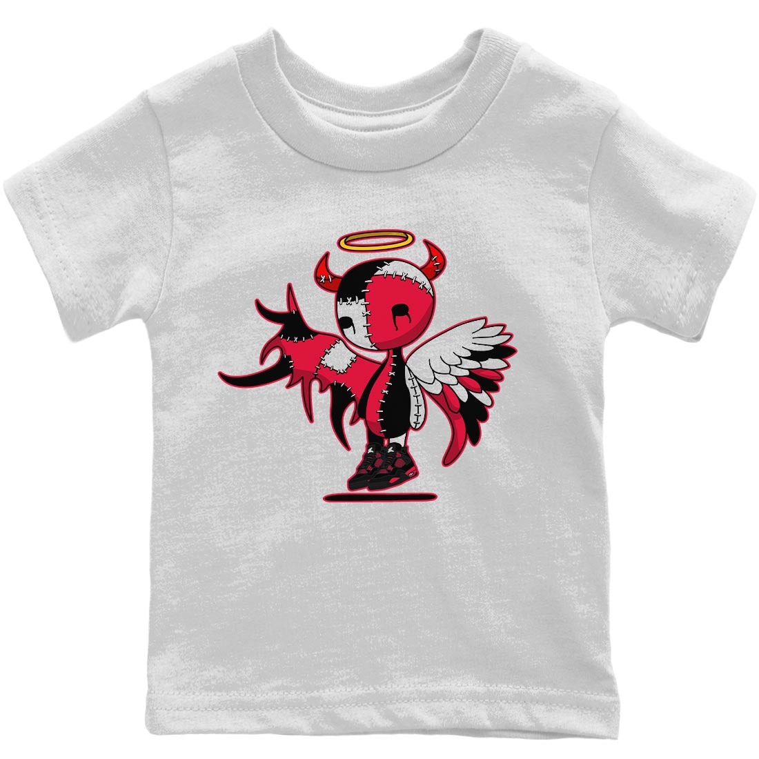 Devil Angel Kids Tops - Air Jordan 4 Red Thunder