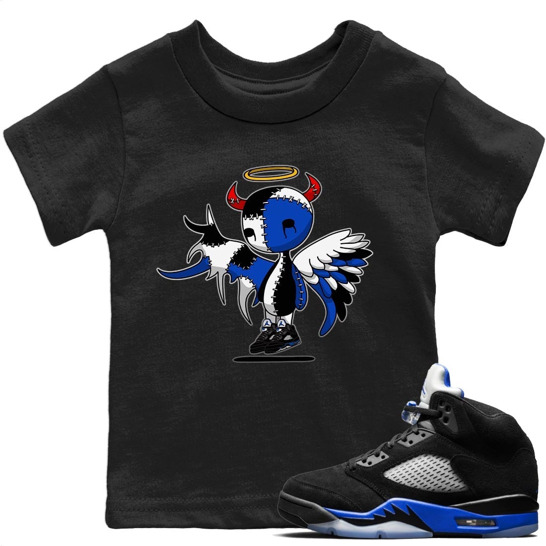 Devil Angel Kids Tops - Air Jordan 5 Racer Blue