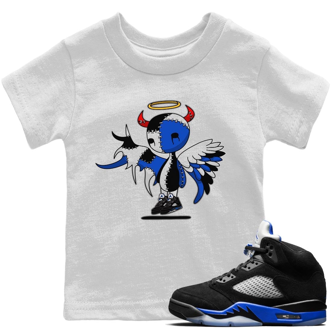 Devil Angel Kids Tops - Air Jordan 5 Racer Blue
