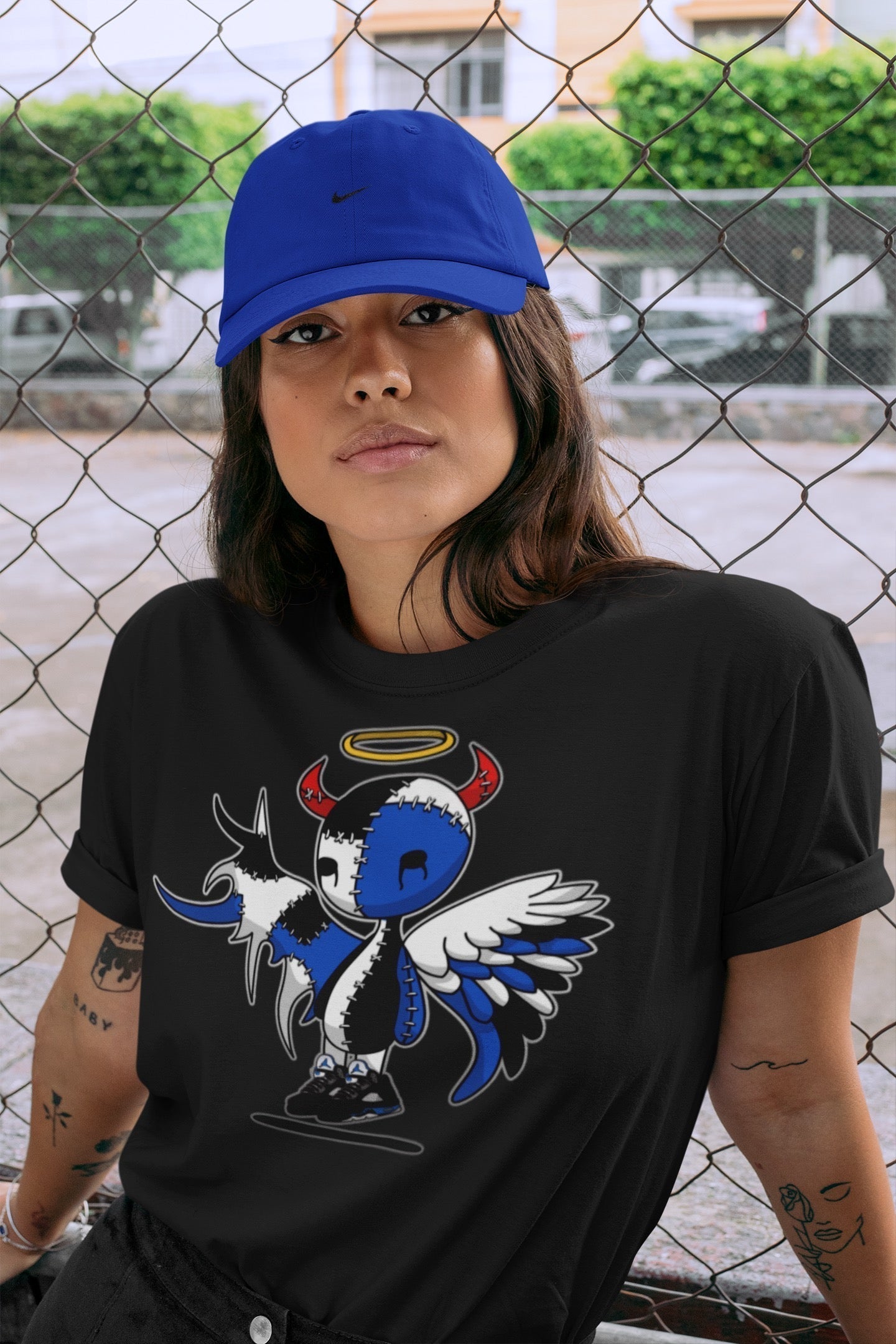 Devil Angel Unisex Tops - Air Jordan 5 Racer Blue