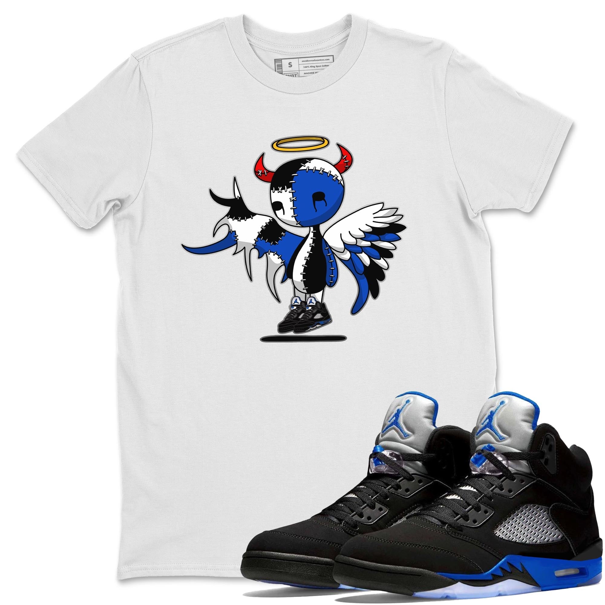 Devil Angel Unisex Tops - Air Jordan 5 Racer Blue