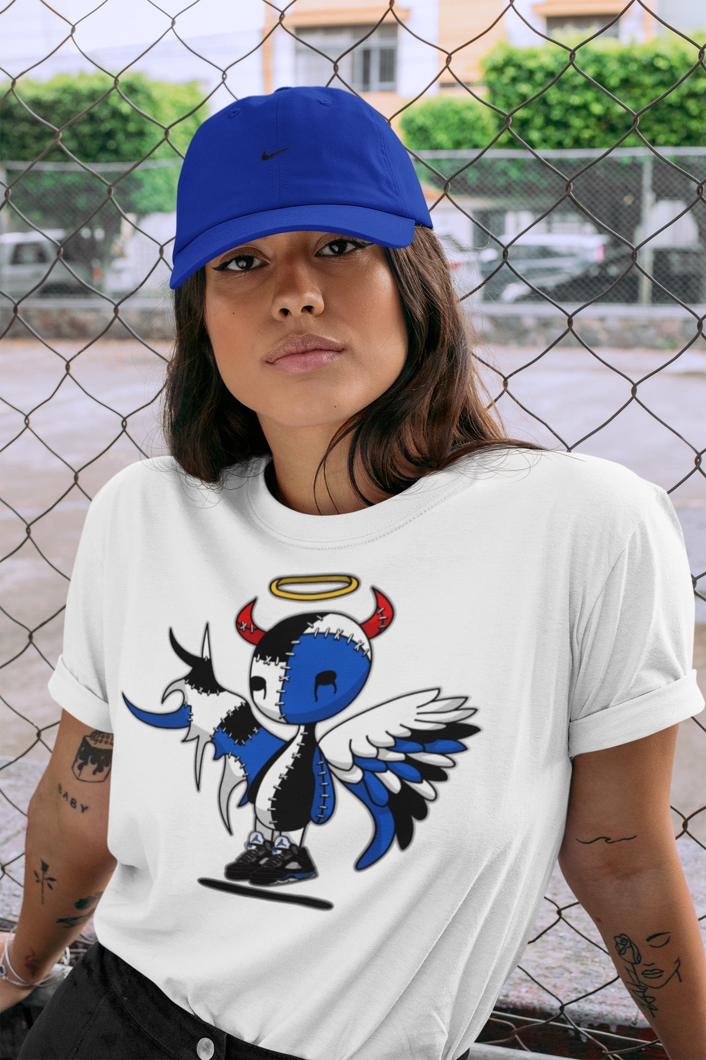 Devil Angel Unisex Tops - Air Jordan 5 Racer Blue