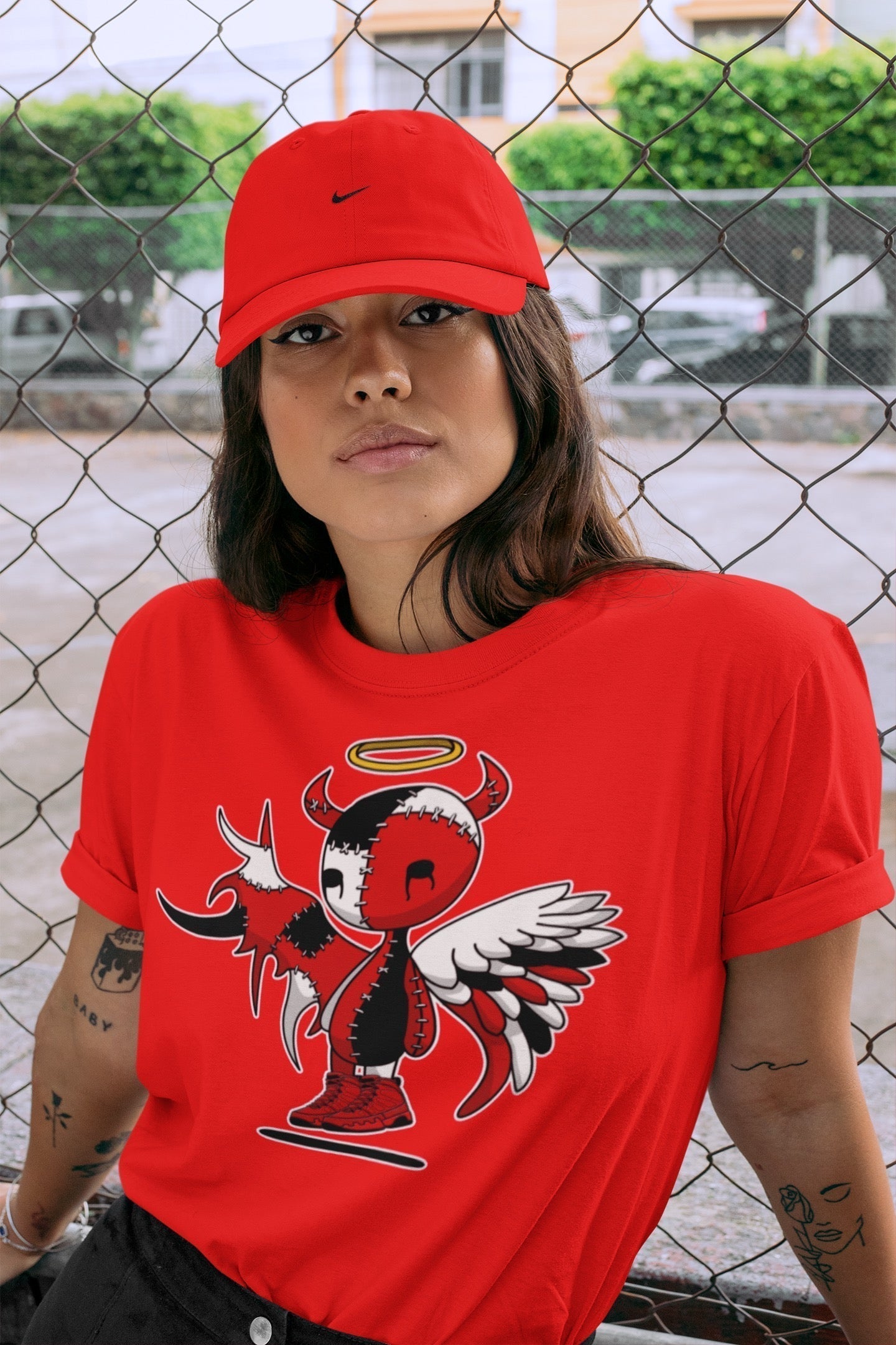 Devil Angel Unisex Tops - Air Jordan 9 Chile Red