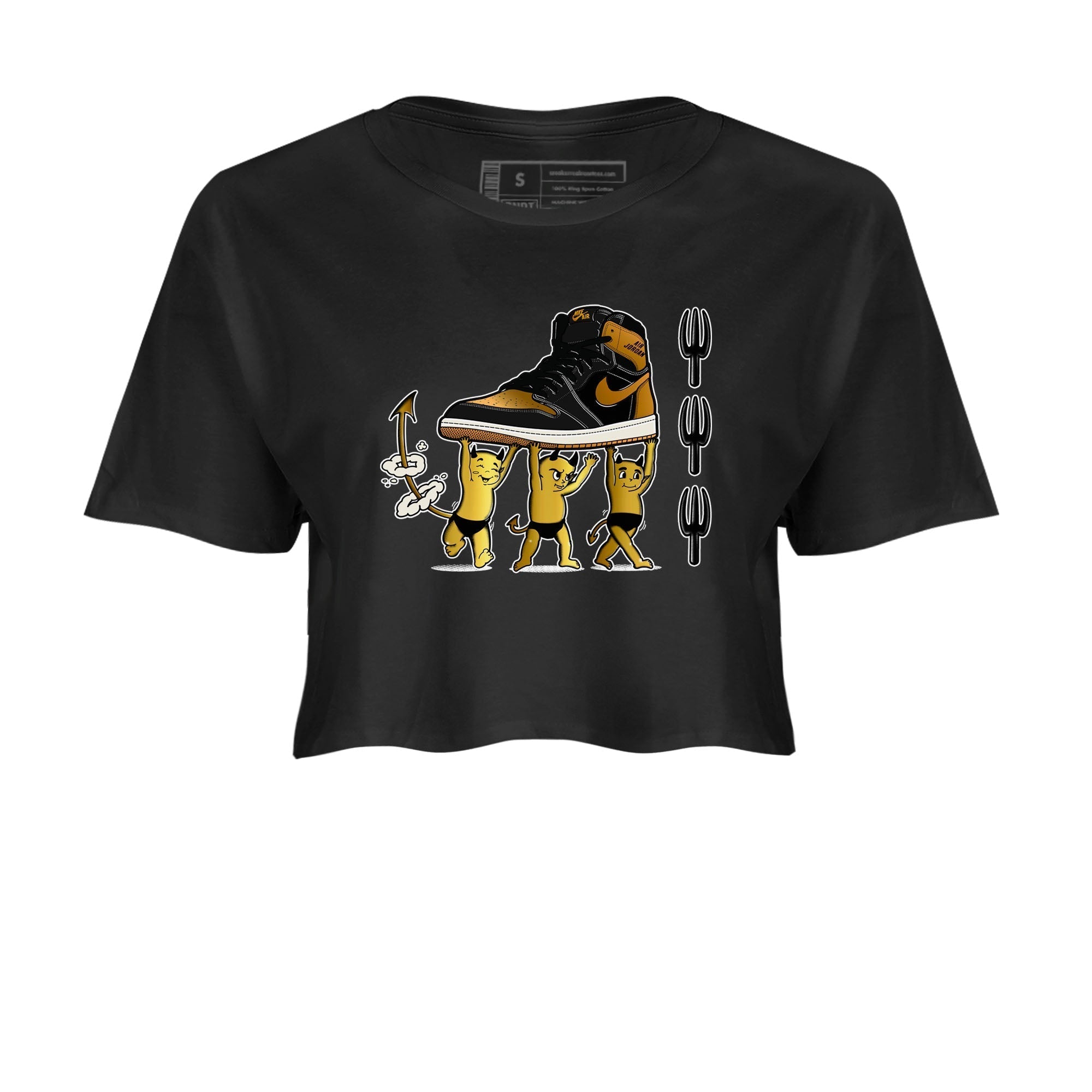 Devil Babies snkmatch Women's Top - Air Jordan 1 Black Metallic Gold