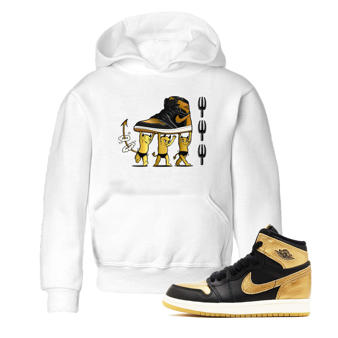 Devil Babies snkmatch Tees Kids - Air Jordan 1 Black Metallic Gold