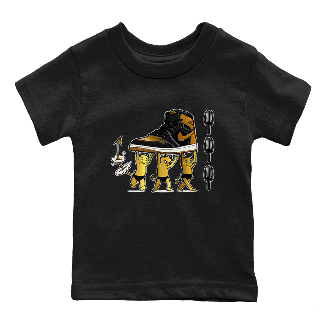 Devil Babies snkmatch Tees Kids - Air Jordan 1 Black Metallic Gold