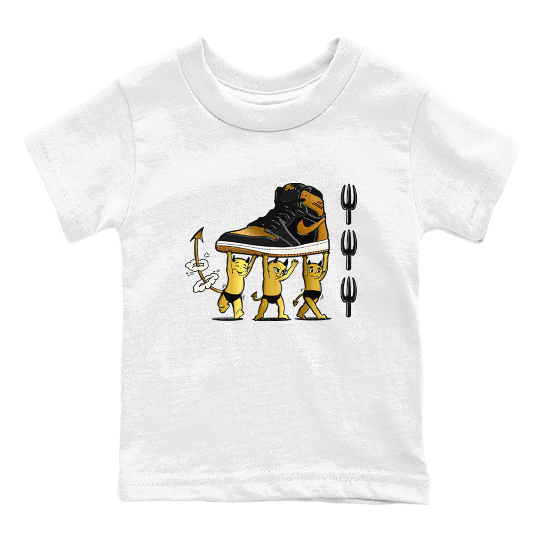 Devil Babies snkmatch Tees Kids - Air Jordan 1 Black Metallic Gold