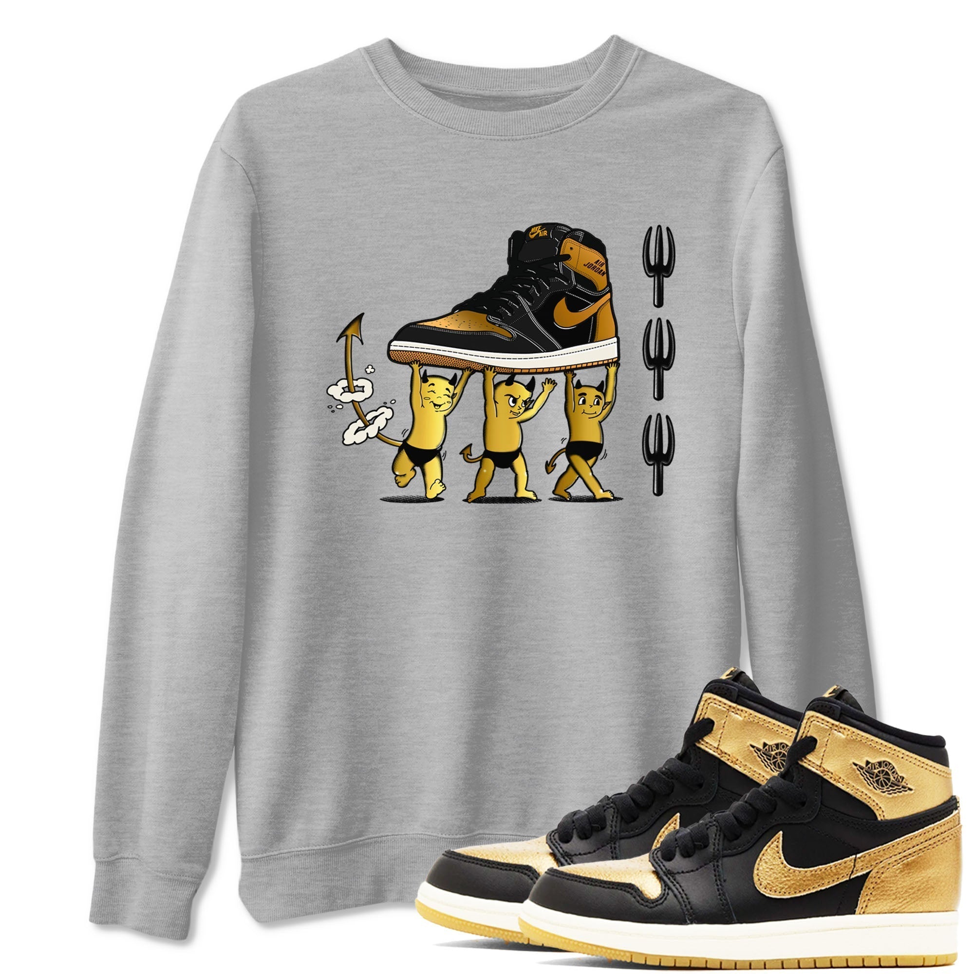 Devil Babies snkmatch Tees - Air Jordan 1 Black Metallic Gold
