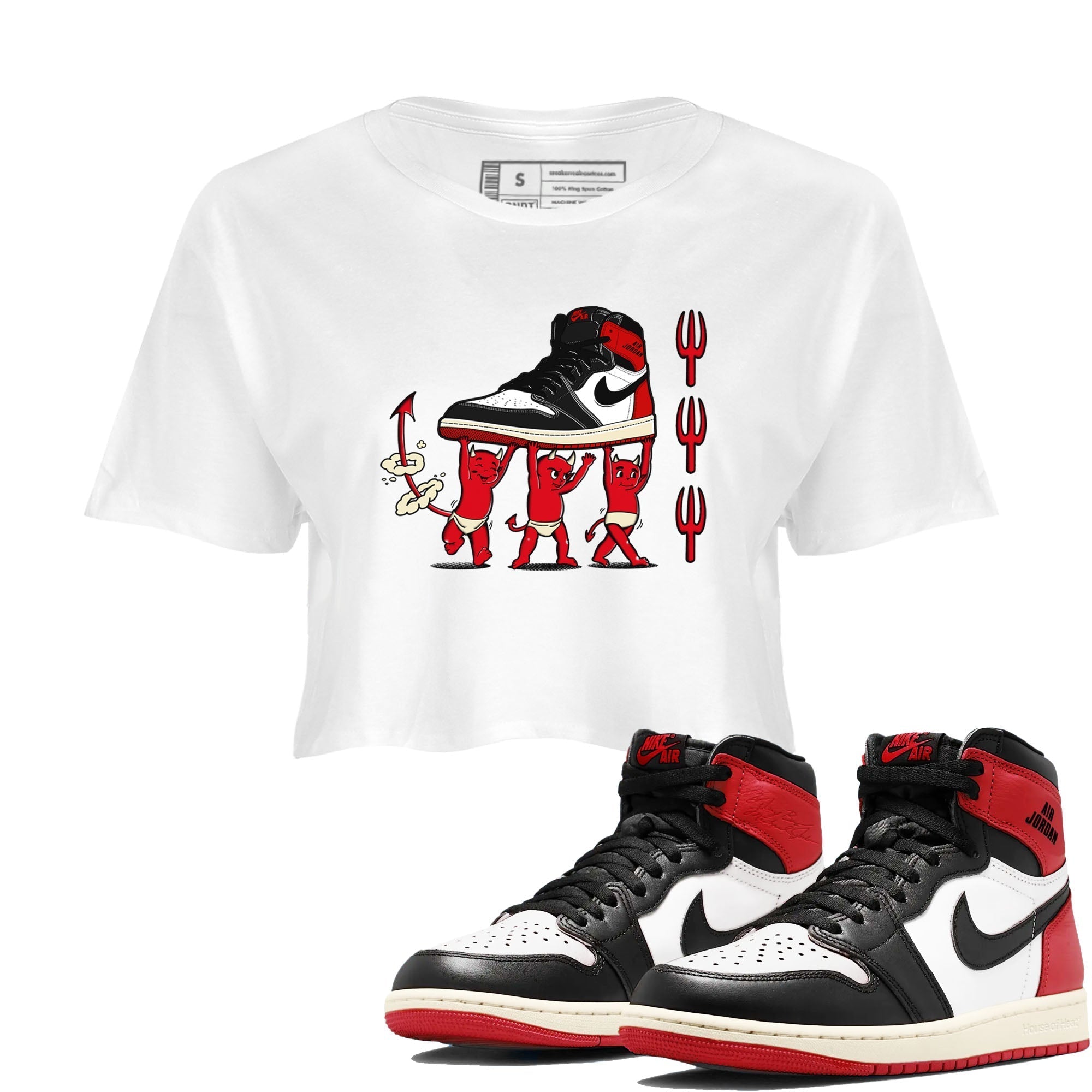 Devil Babies snkmatch Women's Top - Air Jordan 1 Black Toe Reimagined
