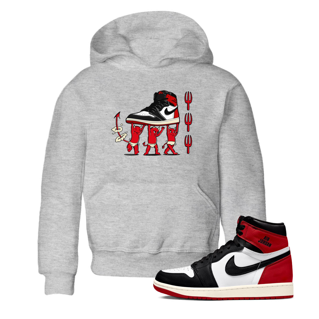 Devil Babies snkmatch Tees Kids - Air Jordan 1 Black Toe Reimagined