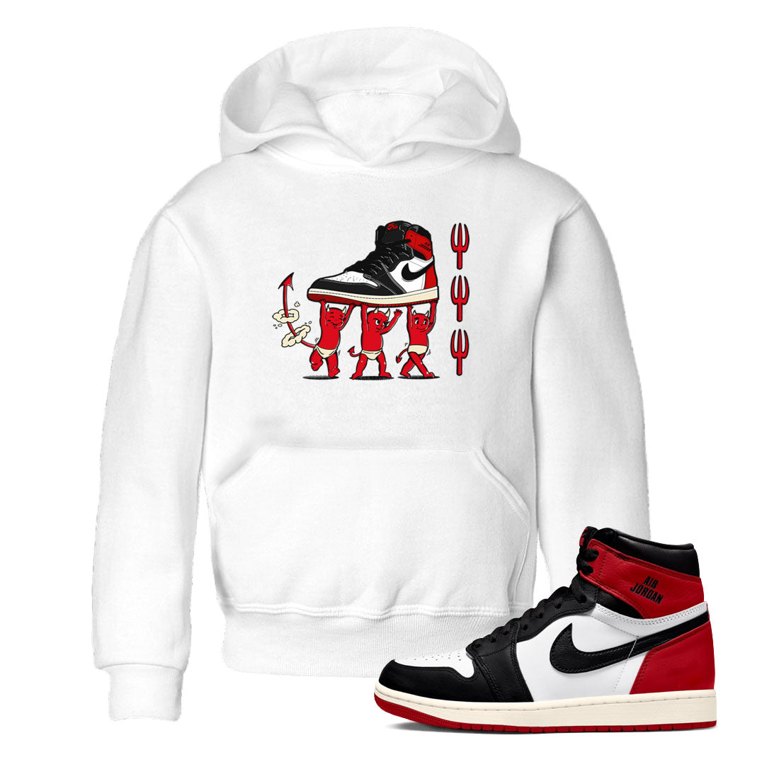 Devil Babies snkmatch Tees Kids - Air Jordan 1 Black Toe Reimagined