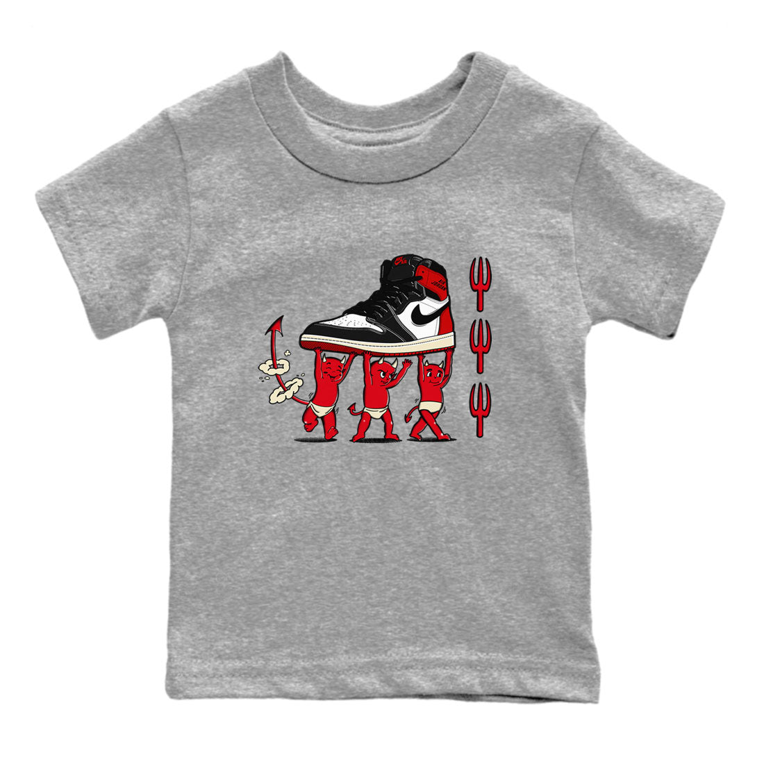 Devil Babies snkmatch Tees Kids - Air Jordan 1 Black Toe Reimagined