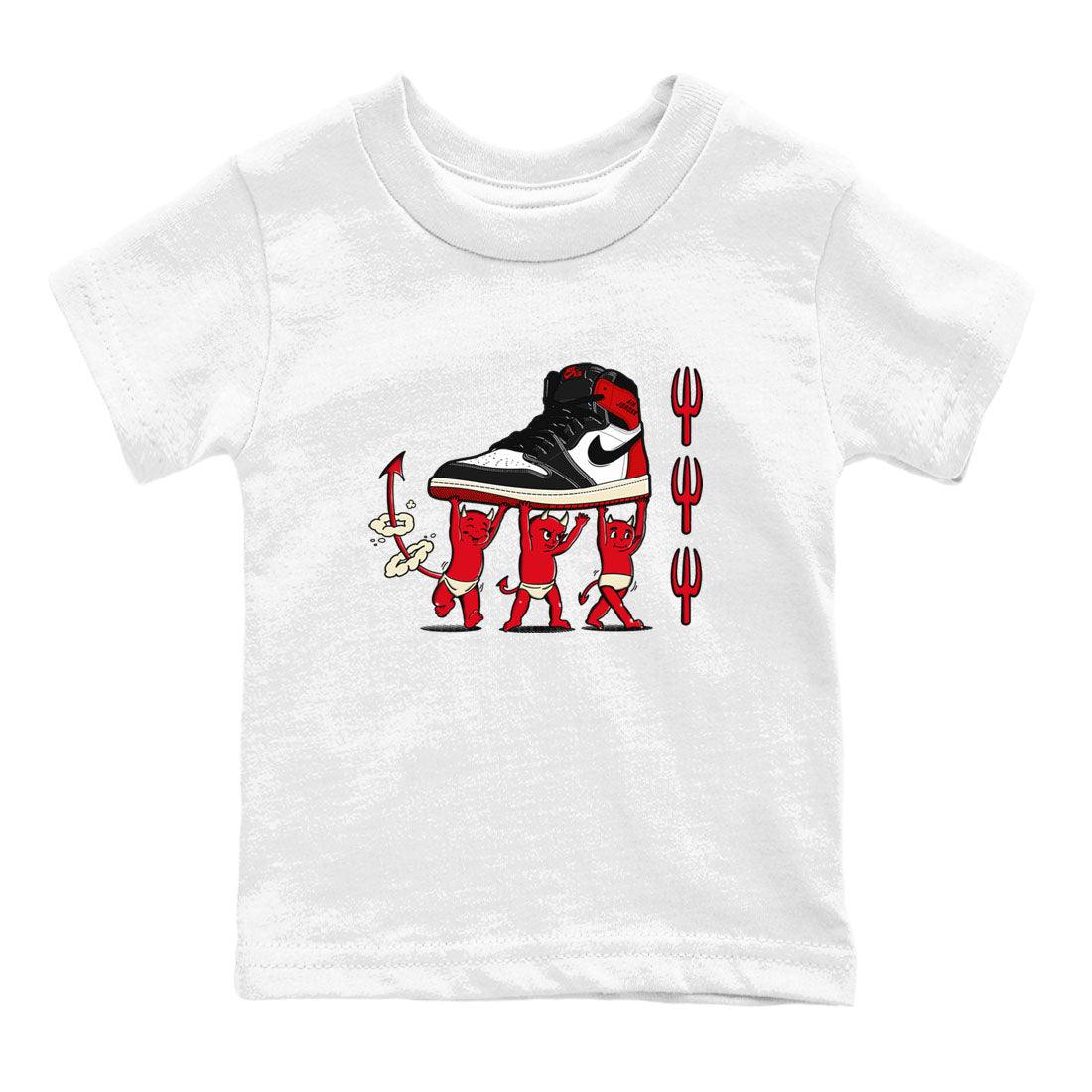 Devil Babies snkmatch Tees Kids - Air Jordan 1 Black Toe Reimagined