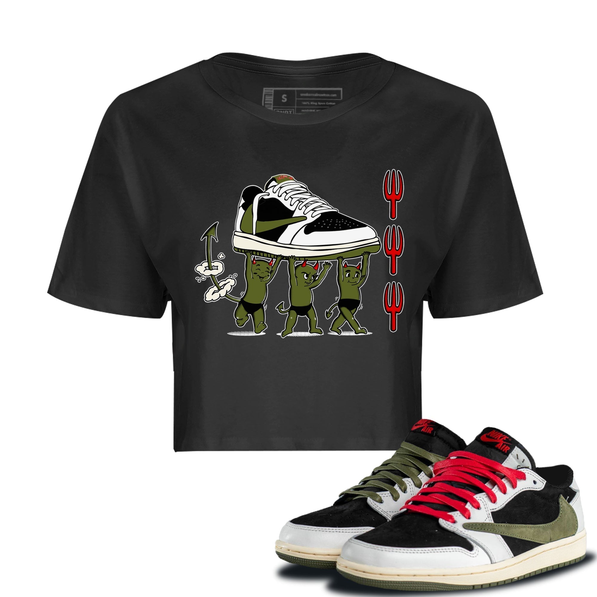 Devil Babies snkmatch Women's Top - Air Jordan 1 Travis Scott Olive