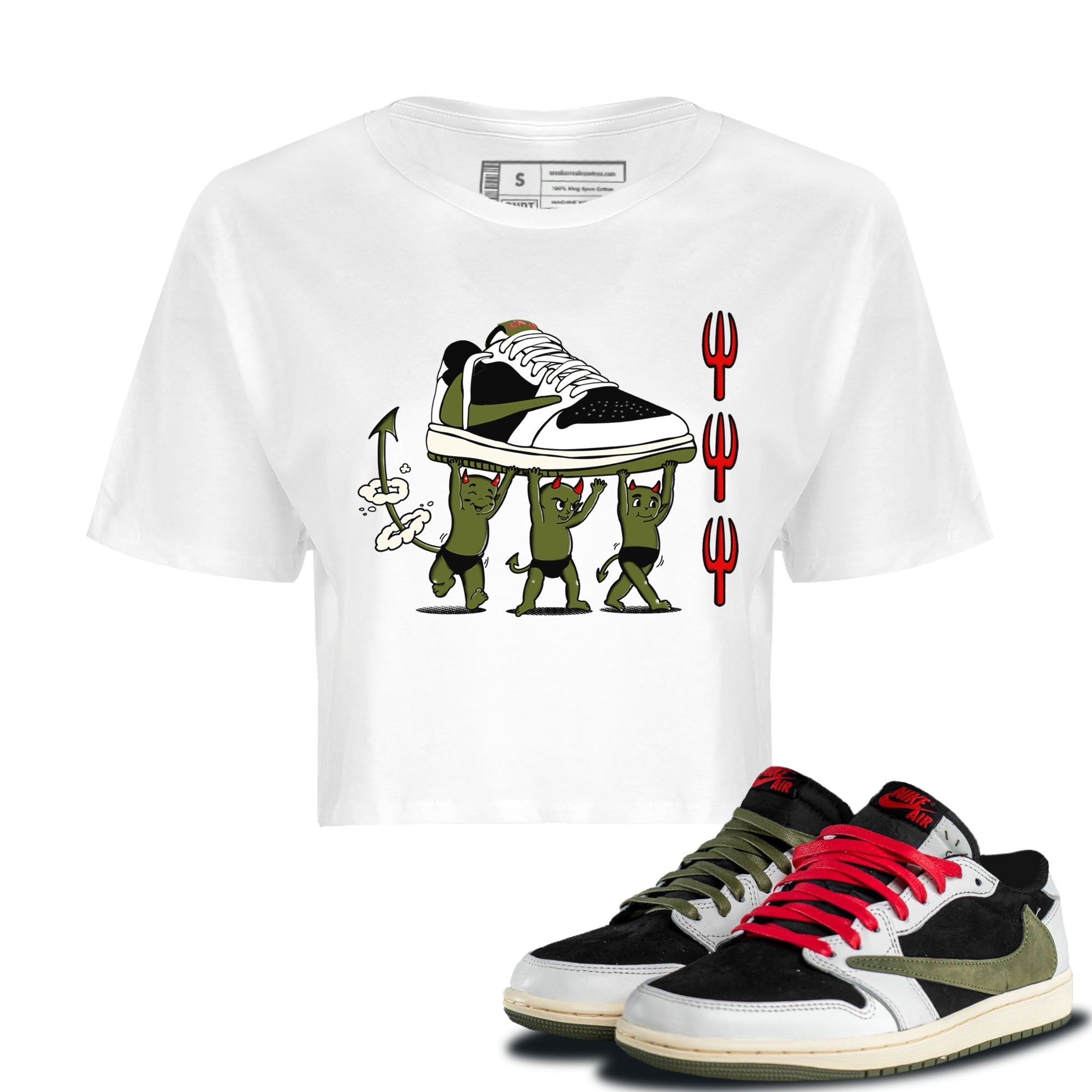 Devil Babies snkmatch Women's Top - Air Jordan 1 Travis Scott Olive