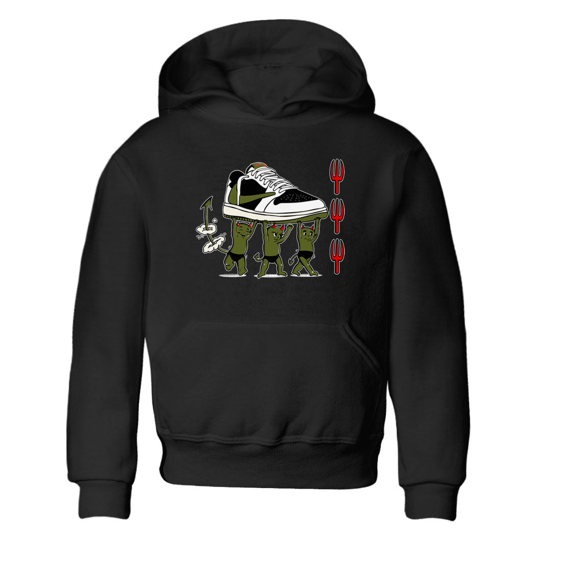 Devil Babies snkmatch Tees Kids - Air Jordan 1 Travis Scott Olive