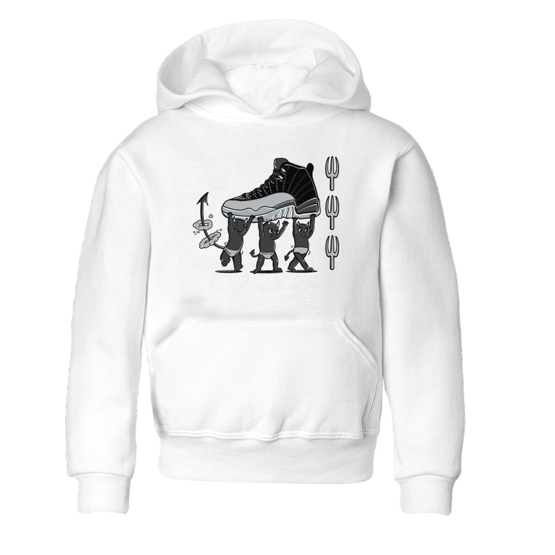 Devil Babies snkmatch Tees Kids - Air Jordan 12 Black Wolf Grey