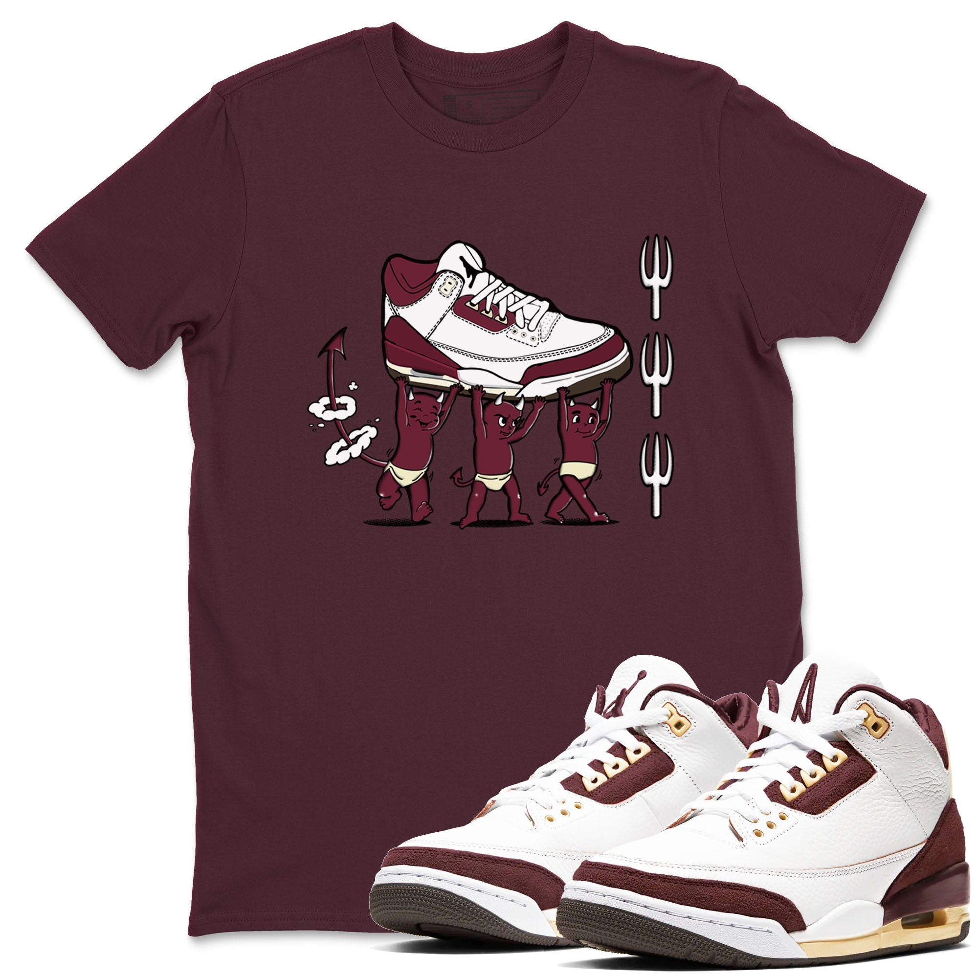 Devil Babies snkmatch Tees - Air Jordan 3 A Ma Maniere x Burgundy Crush