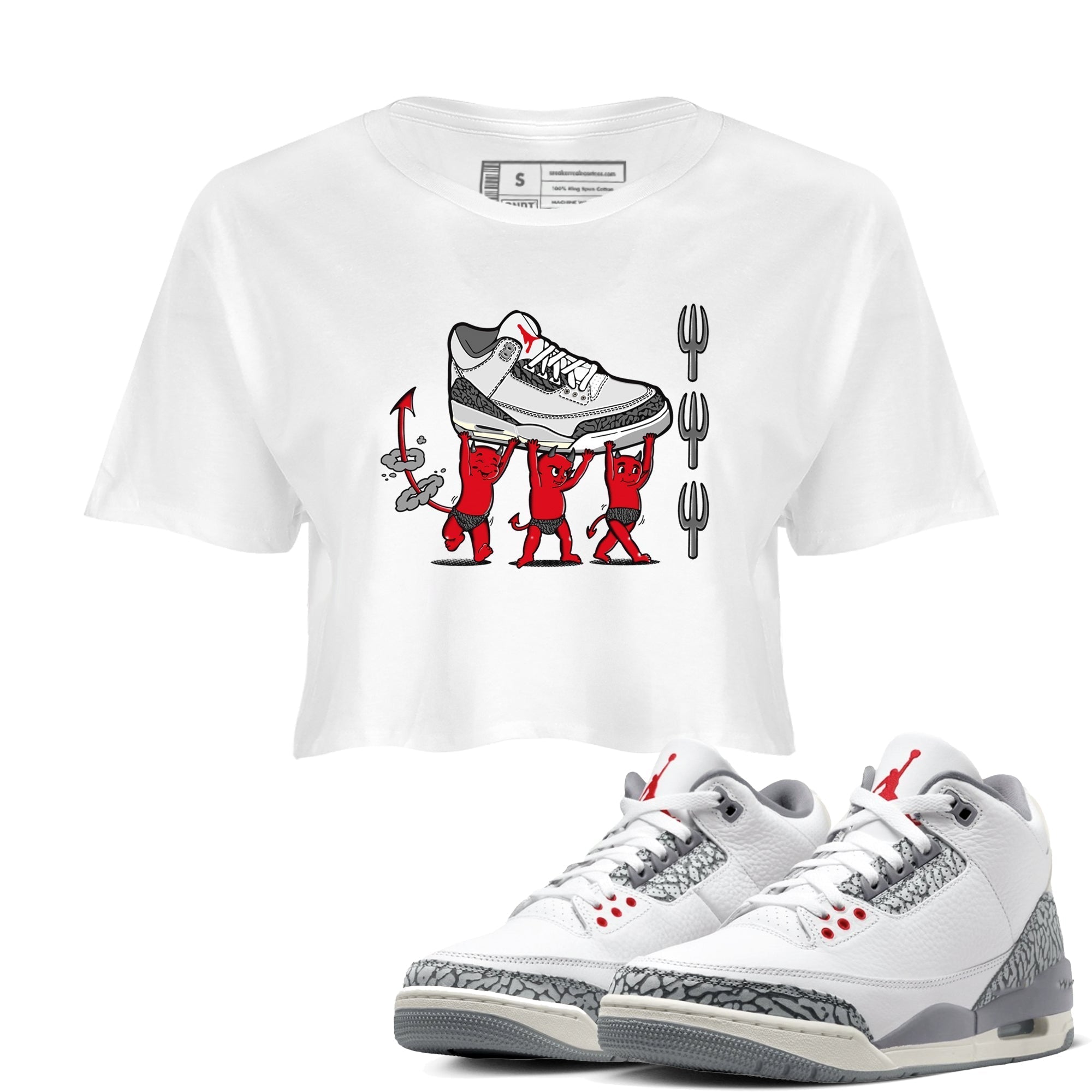 Devil Babies snkmatch Women's Top - Air Jordan 3 Cement Grey