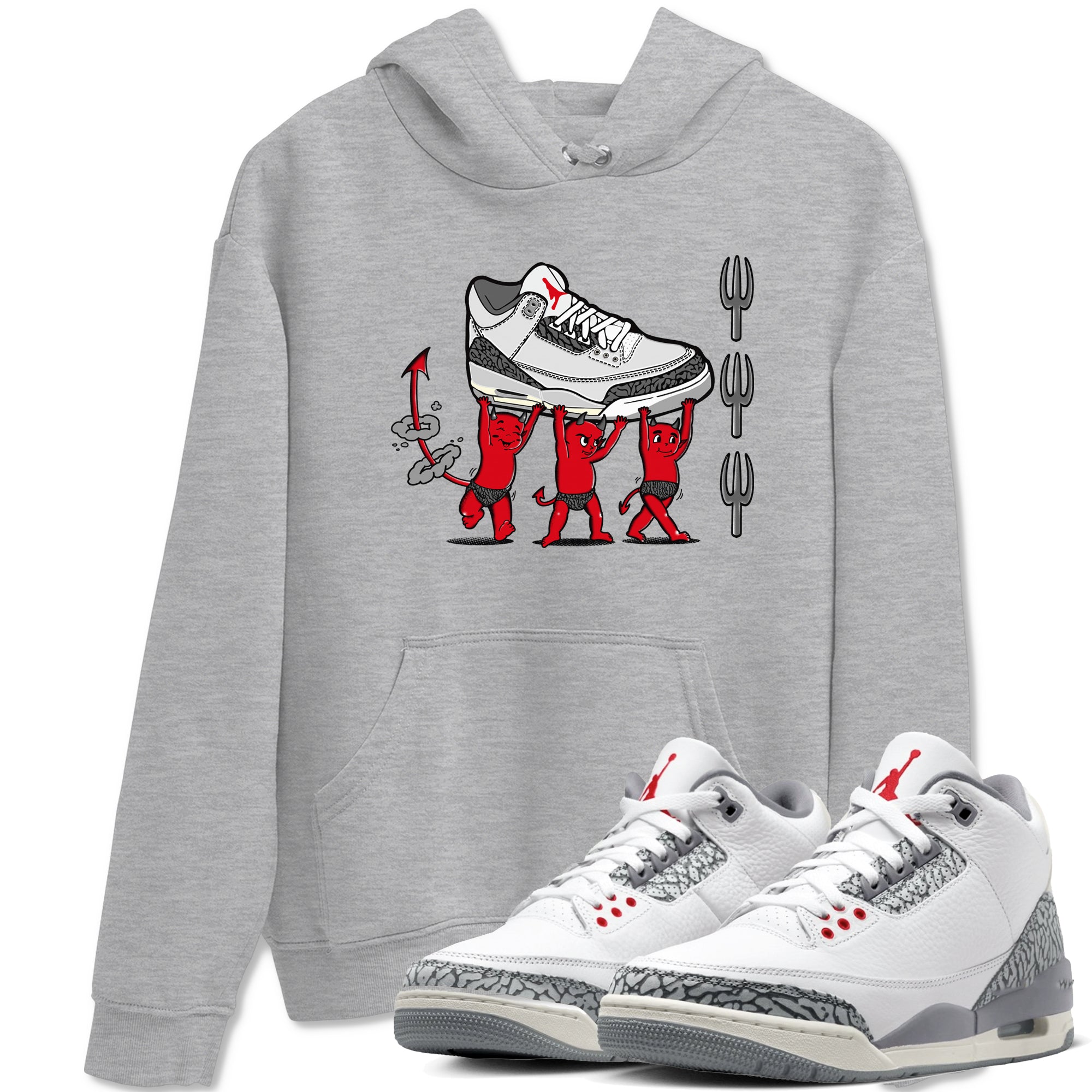 Devil Babies snkmatch Tees - Air Jordan 3 Cement Grey