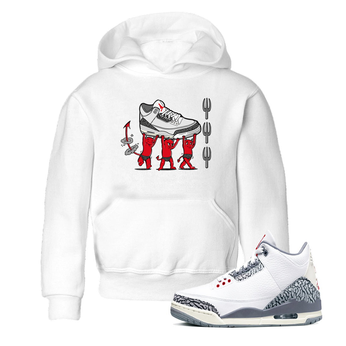 Devil Babies snkmatch Tees Kids - Air Jordan 3 Cement Grey