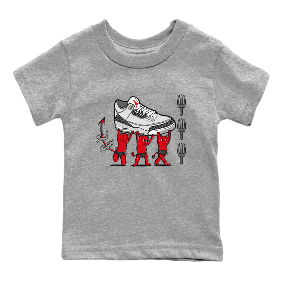 Devil Babies snkmatch Tees Kids - Air Jordan 3 Cement Grey