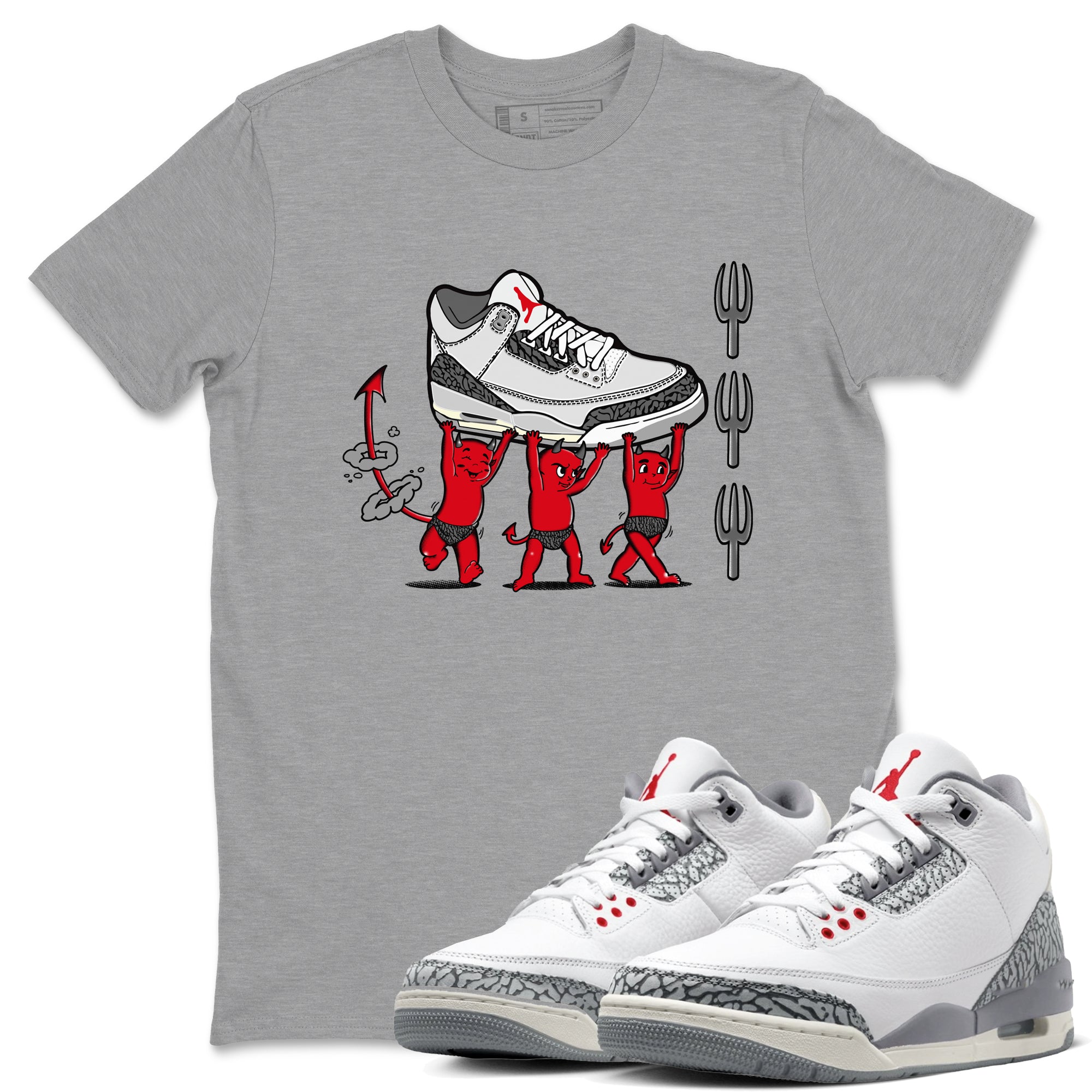 Devil Babies snkmatch Tees - Air Jordan 3 Cement Grey