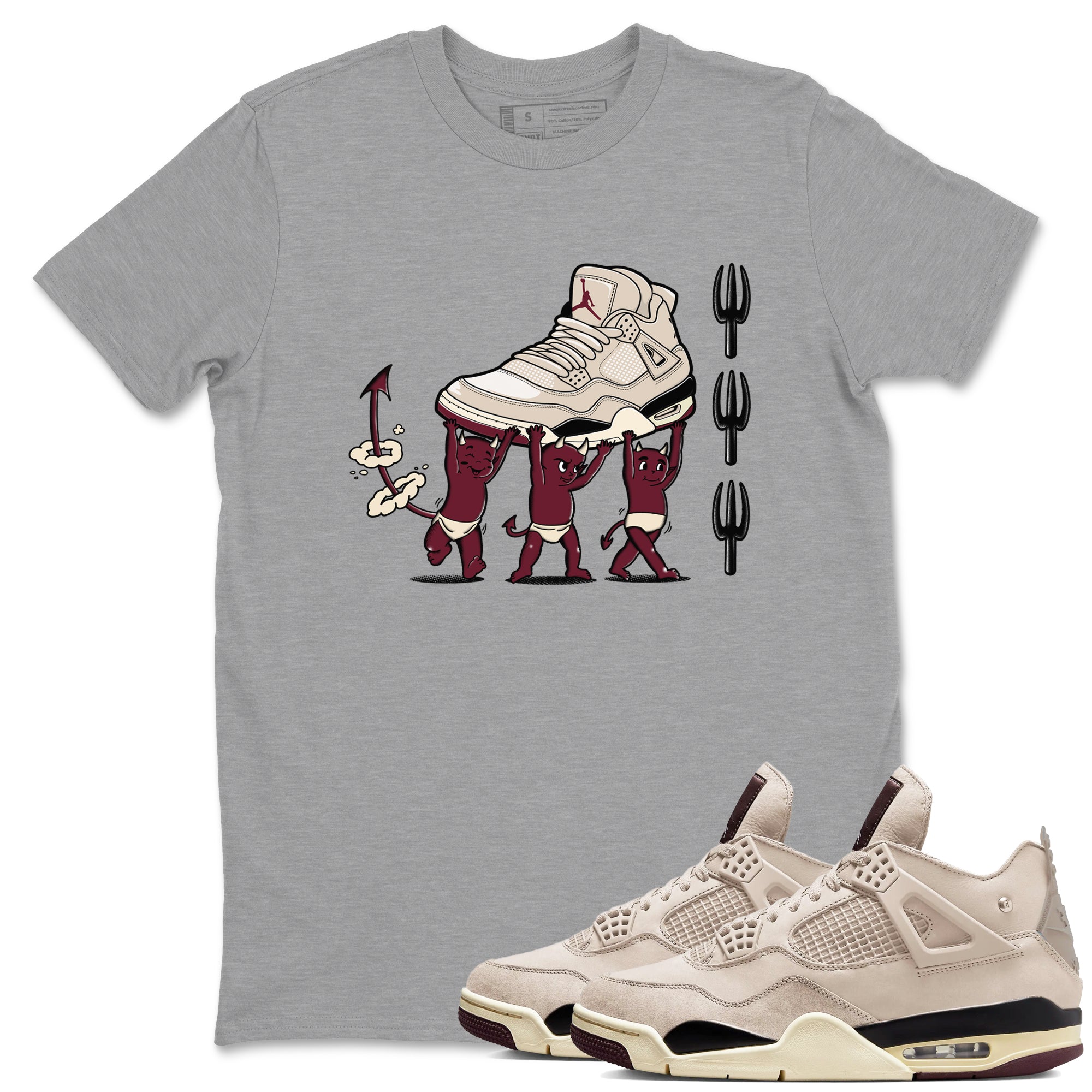 Devil Babies snkmatch Tees - Air Jordan 4 A Ma Maniere x Fossil Stone