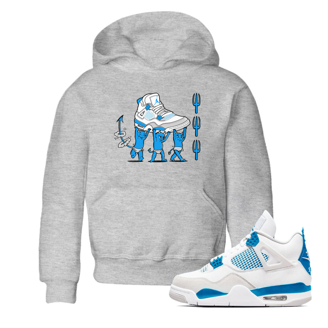 Devil Babies snkmatch Tees Kids - Air Jordan 4 Military Blue