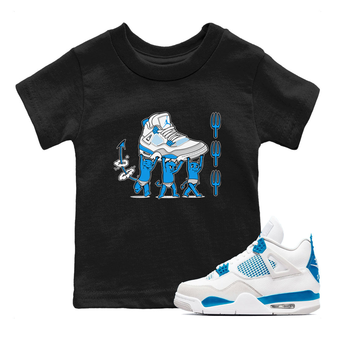 Devil Babies snkmatch Tees Kids - Air Jordan 4 Military Blue