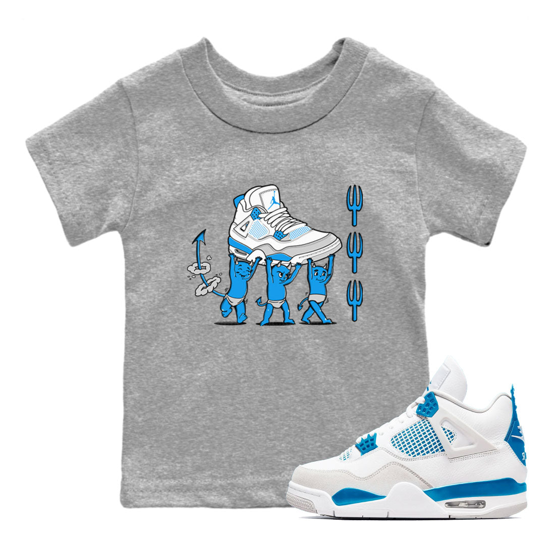 Devil Babies snkmatch Tees Kids - Air Jordan 4 Military Blue