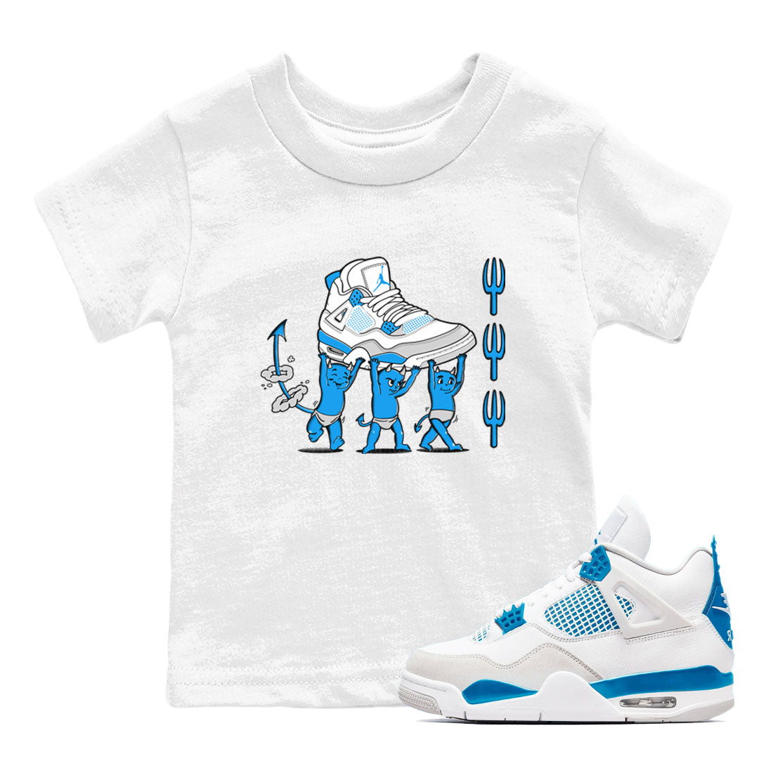 Devil Babies snkmatch Tees Kids - Air Jordan 4 Military Blue