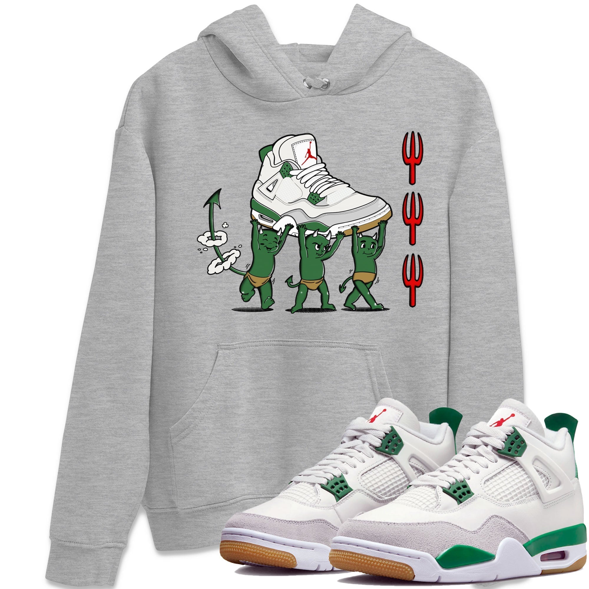 Devil Babies snkmatch Tees - Air Jordan 4 Pine Green
