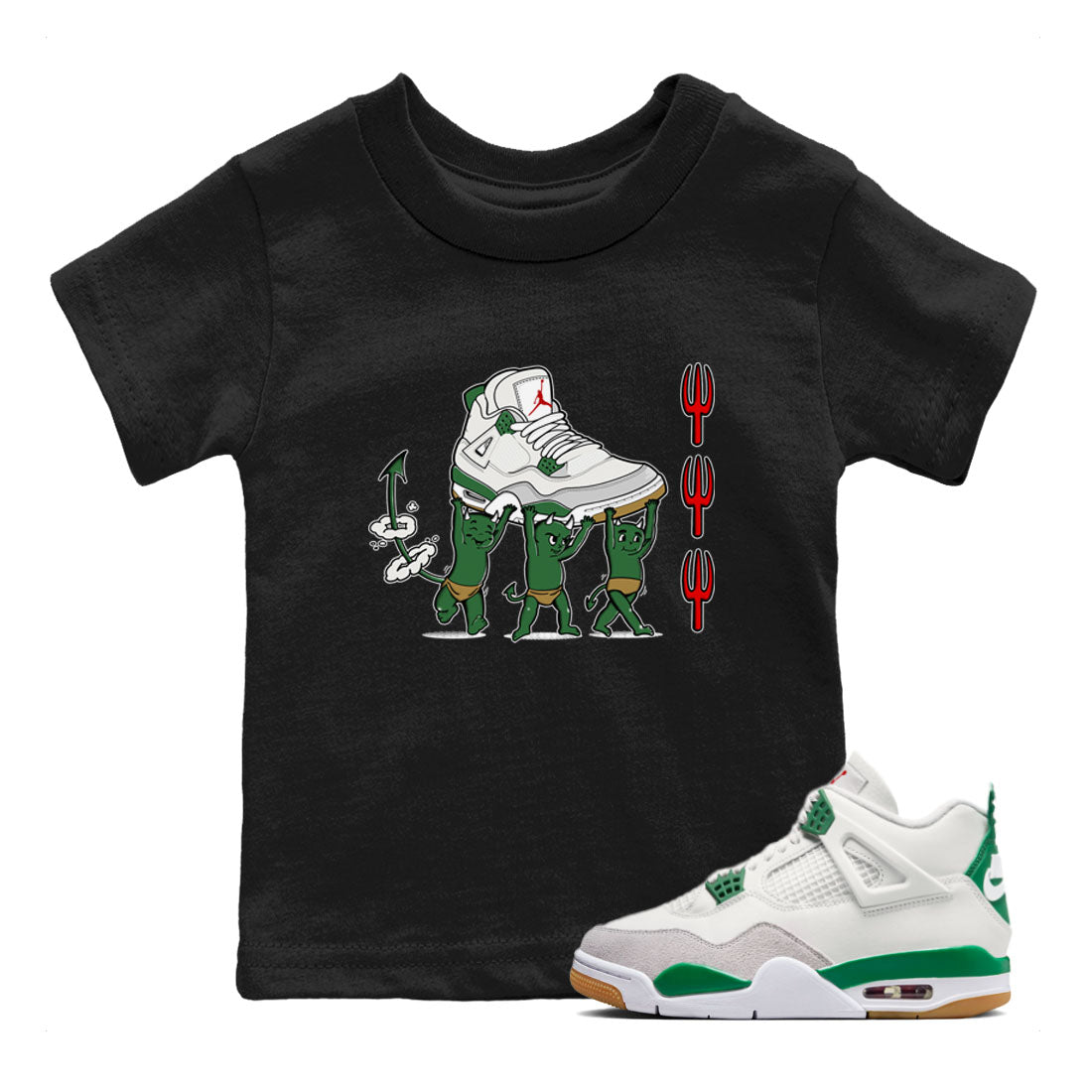 Devil Babies snkmatch Tees Kids - Air Jordan 4 Pine Green