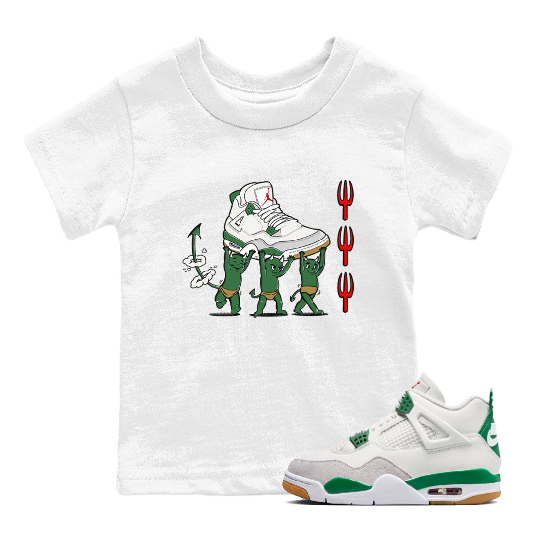 Devil Babies snkmatch Tees Kids - Air Jordan 4 Pine Green
