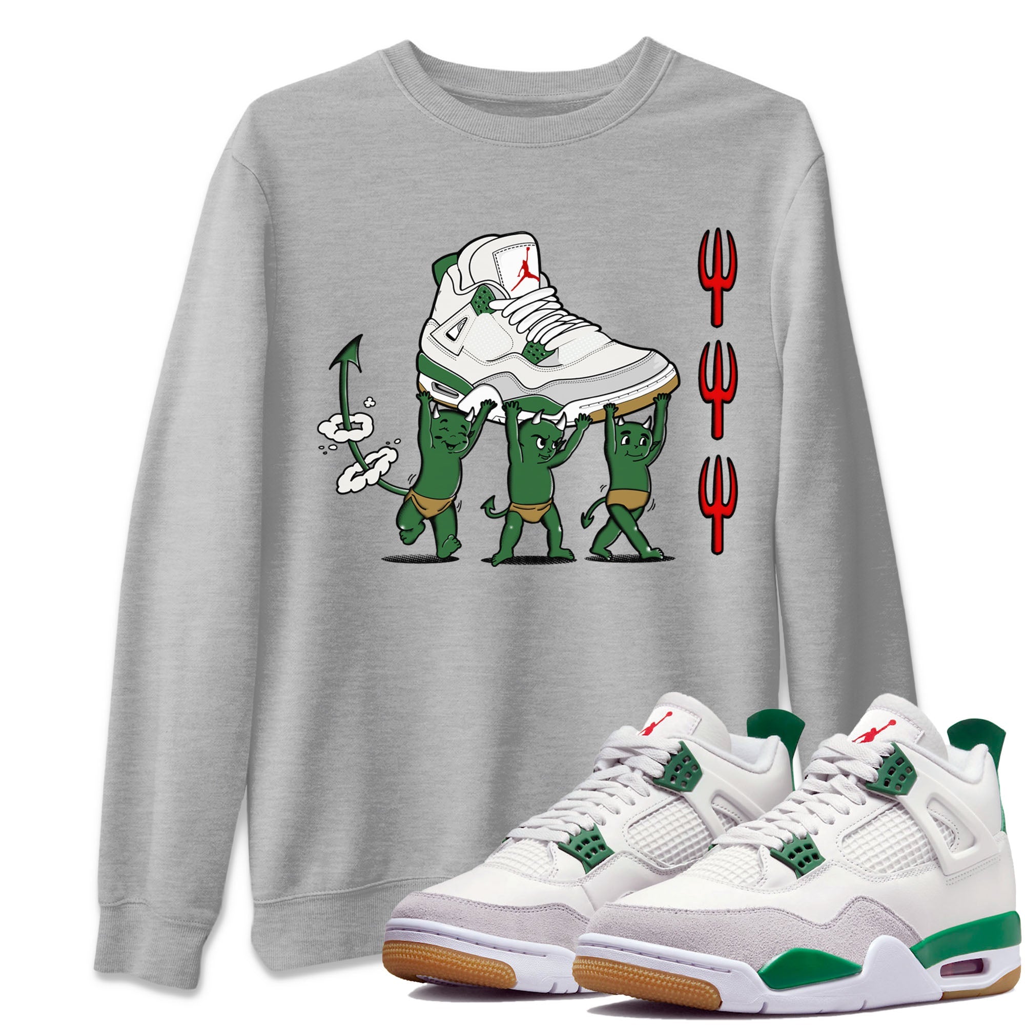 Devil Babies snkmatch Tees - Air Jordan 4 Pine Green