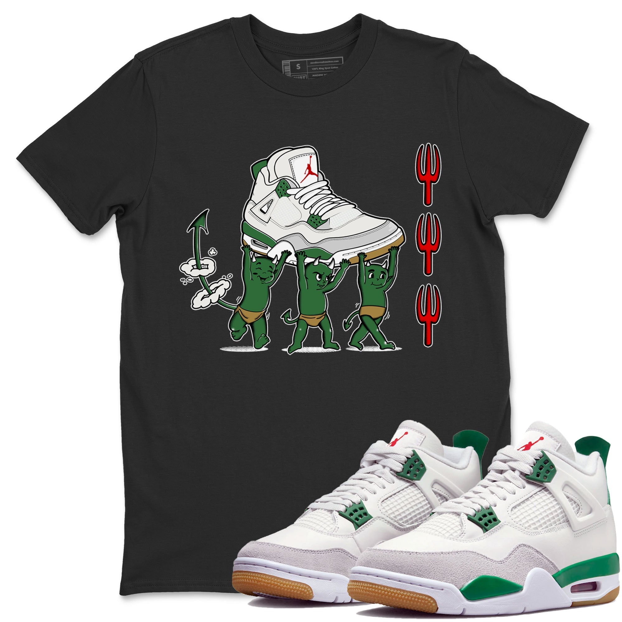 Devil Babies snkmatch Tees - Air Jordan 4 Pine Green