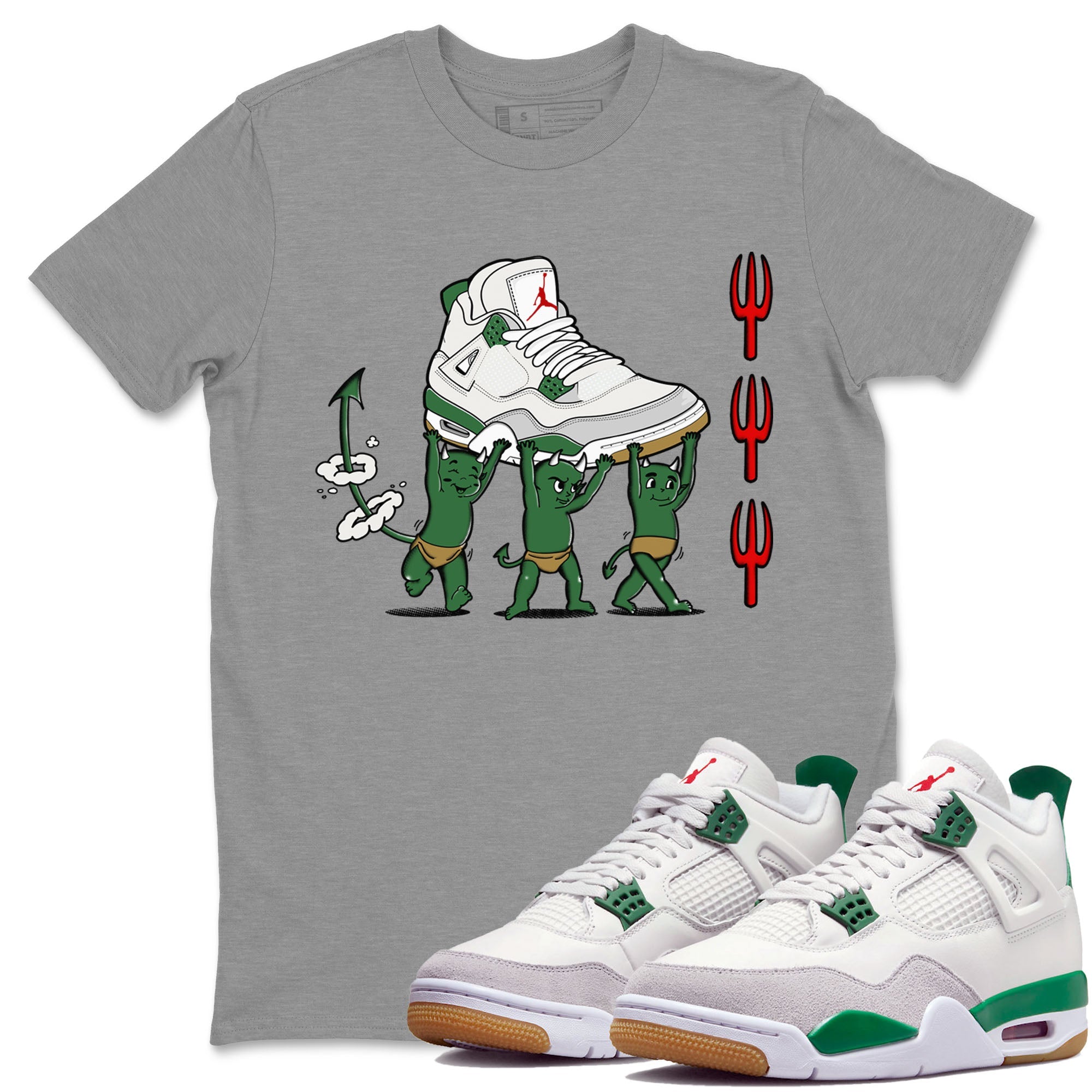 Devil Babies snkmatch Tees - Air Jordan 4 Pine Green
