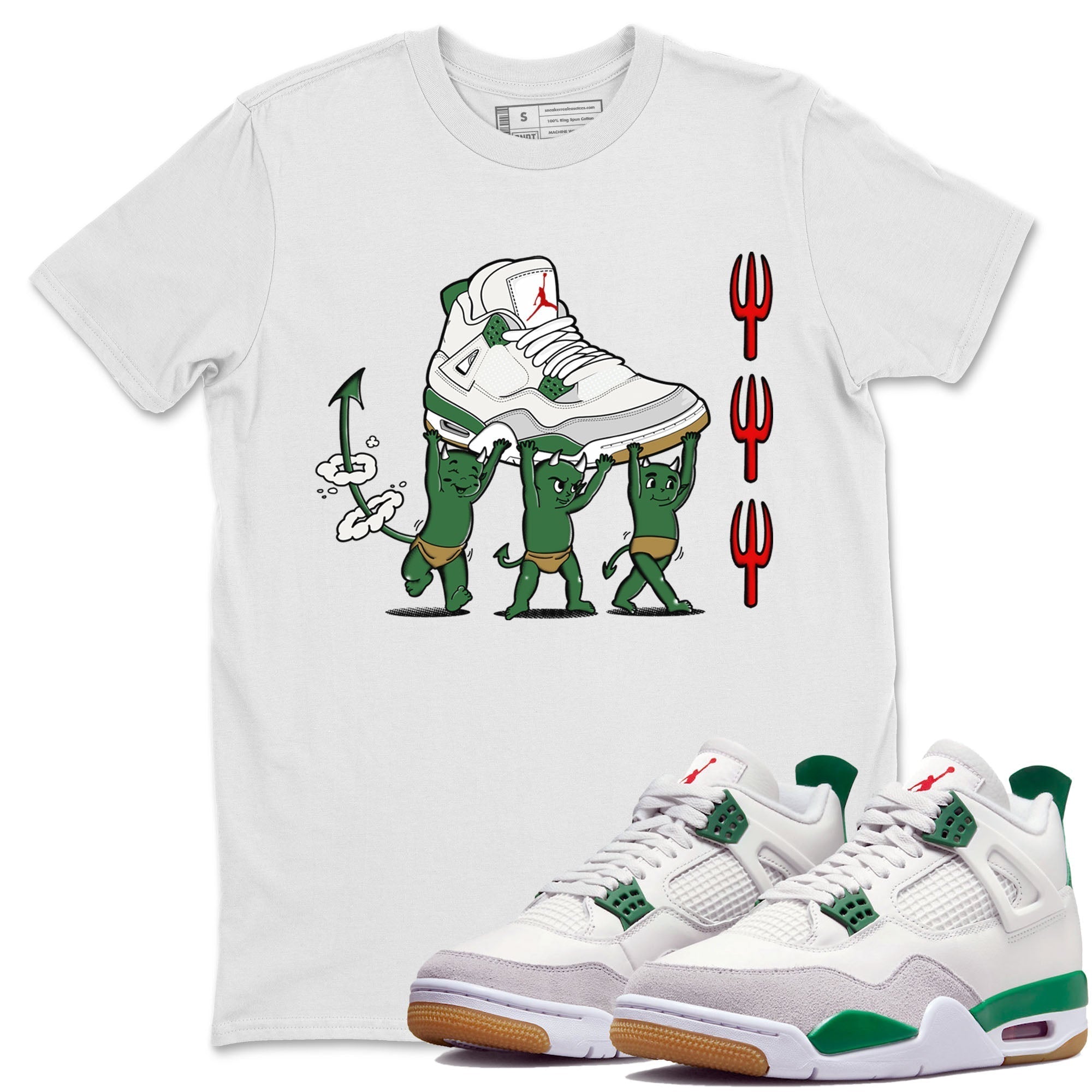 Devil Babies snkmatch Tees - Air Jordan 4 Pine Green