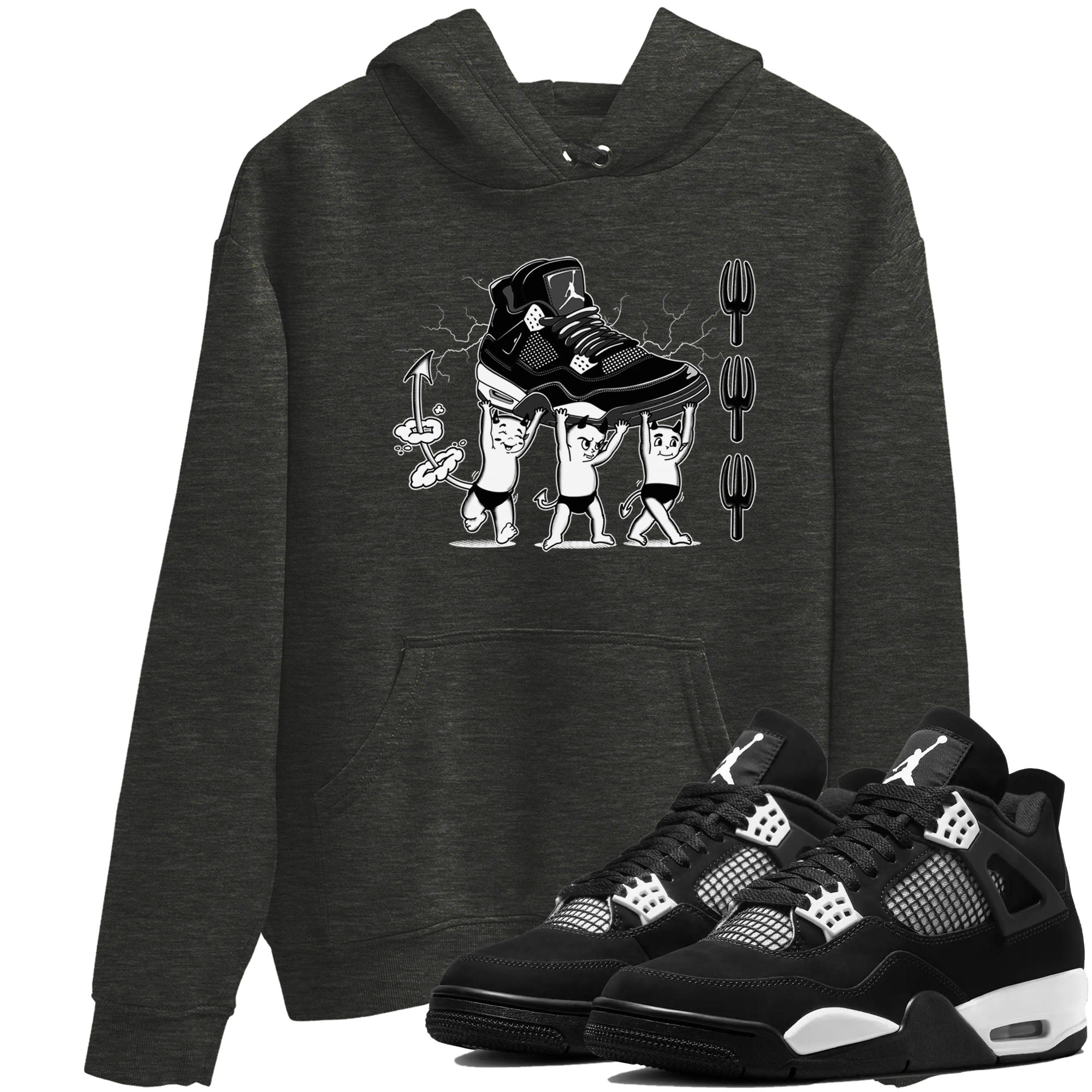 Devil Babies snkmatch Tees - Air Jordan 4 White Thunder